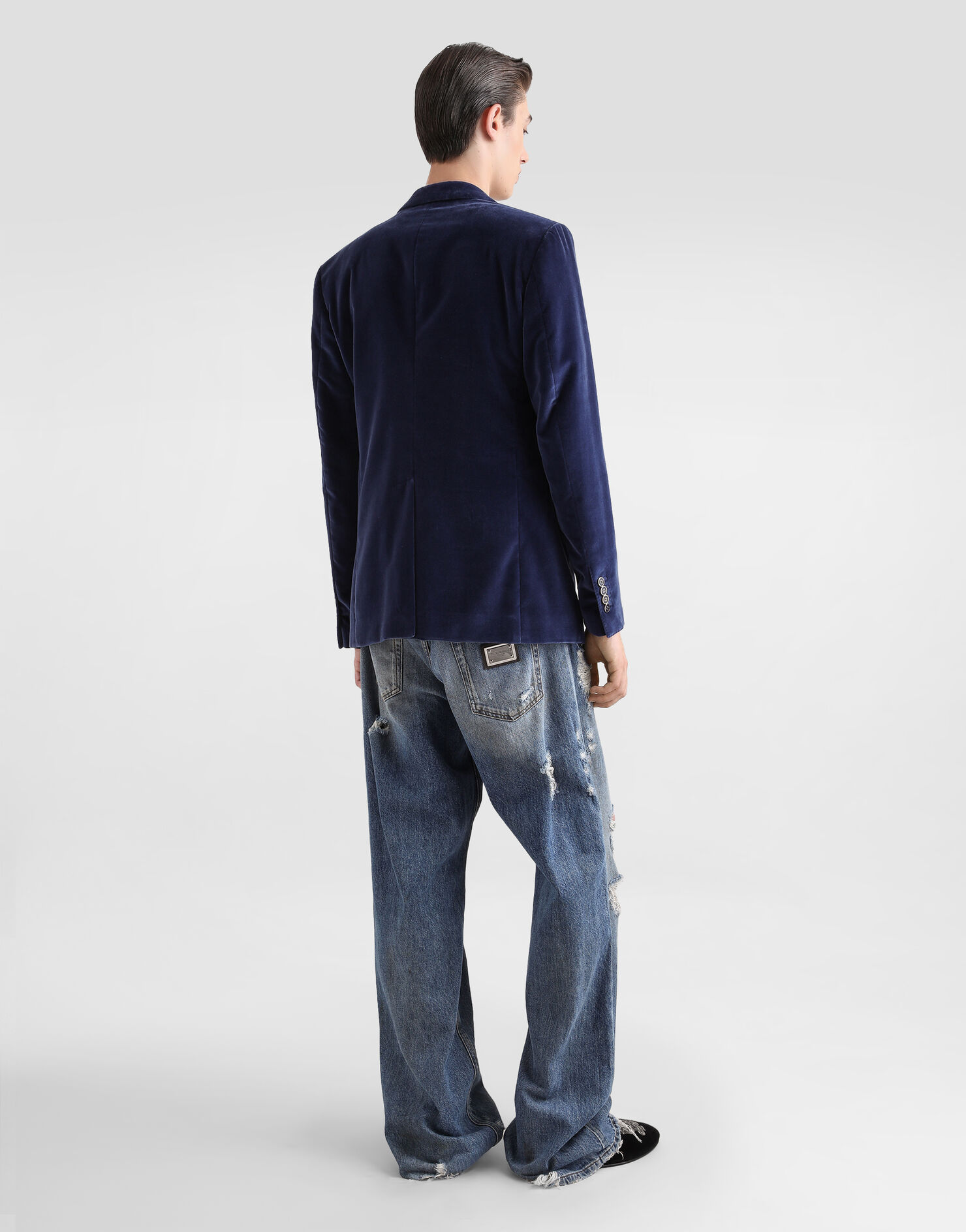 Dolce & Gabbana Giacca monopetto in velluto Blu G2TV4TFUVG7